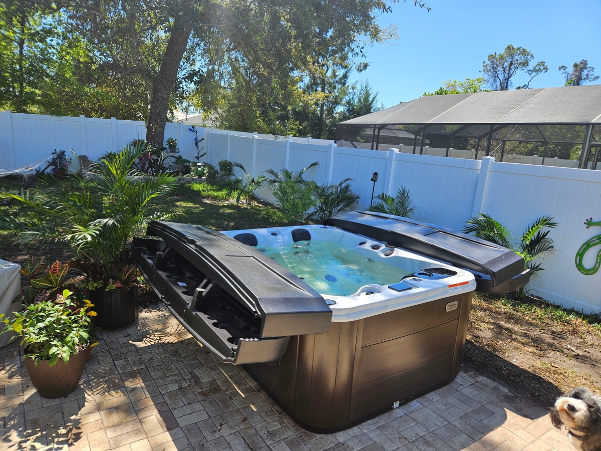hot tub installed in a backyard